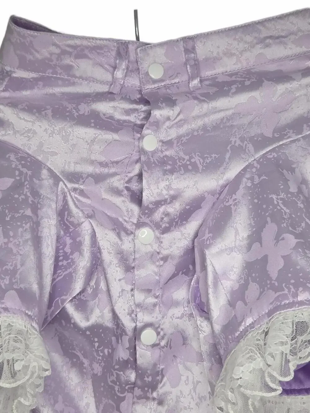 Mamore 3XL Lavender Satin Dog Dress with White Lace Trim